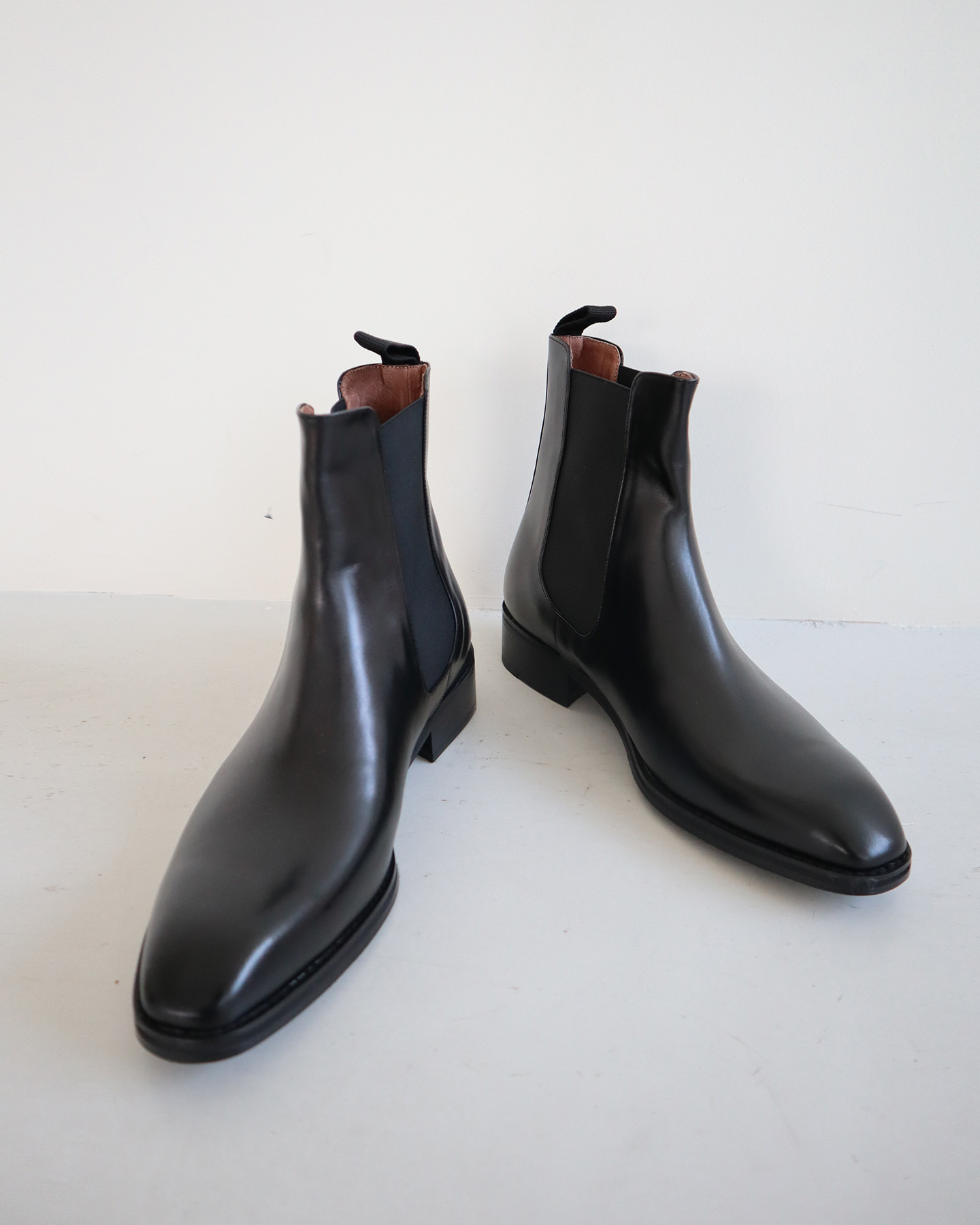 glossy chelsea boots