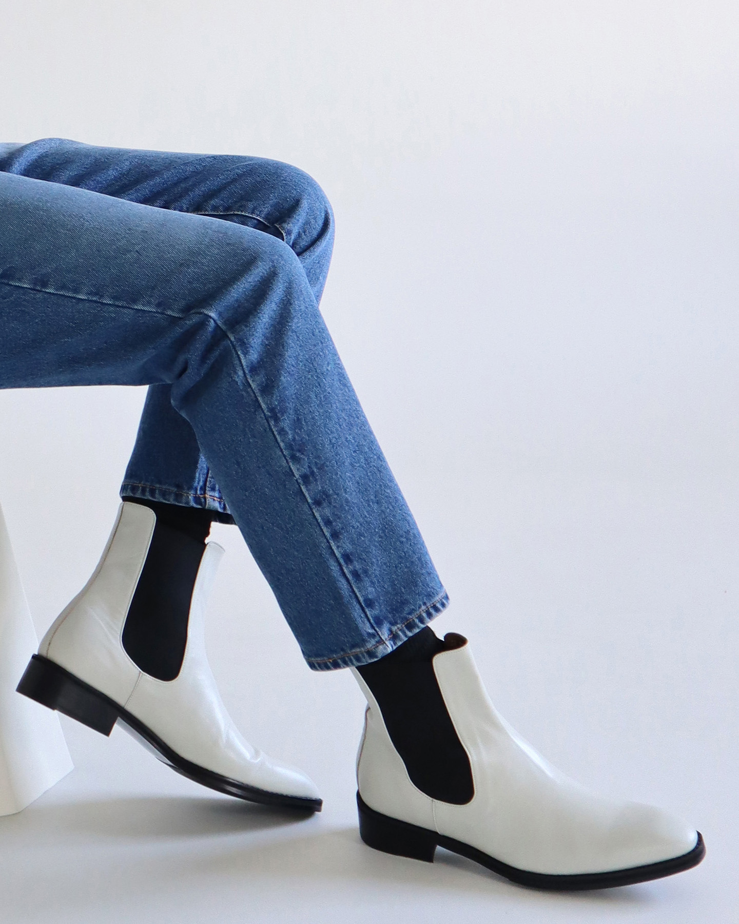 white chelsea boots