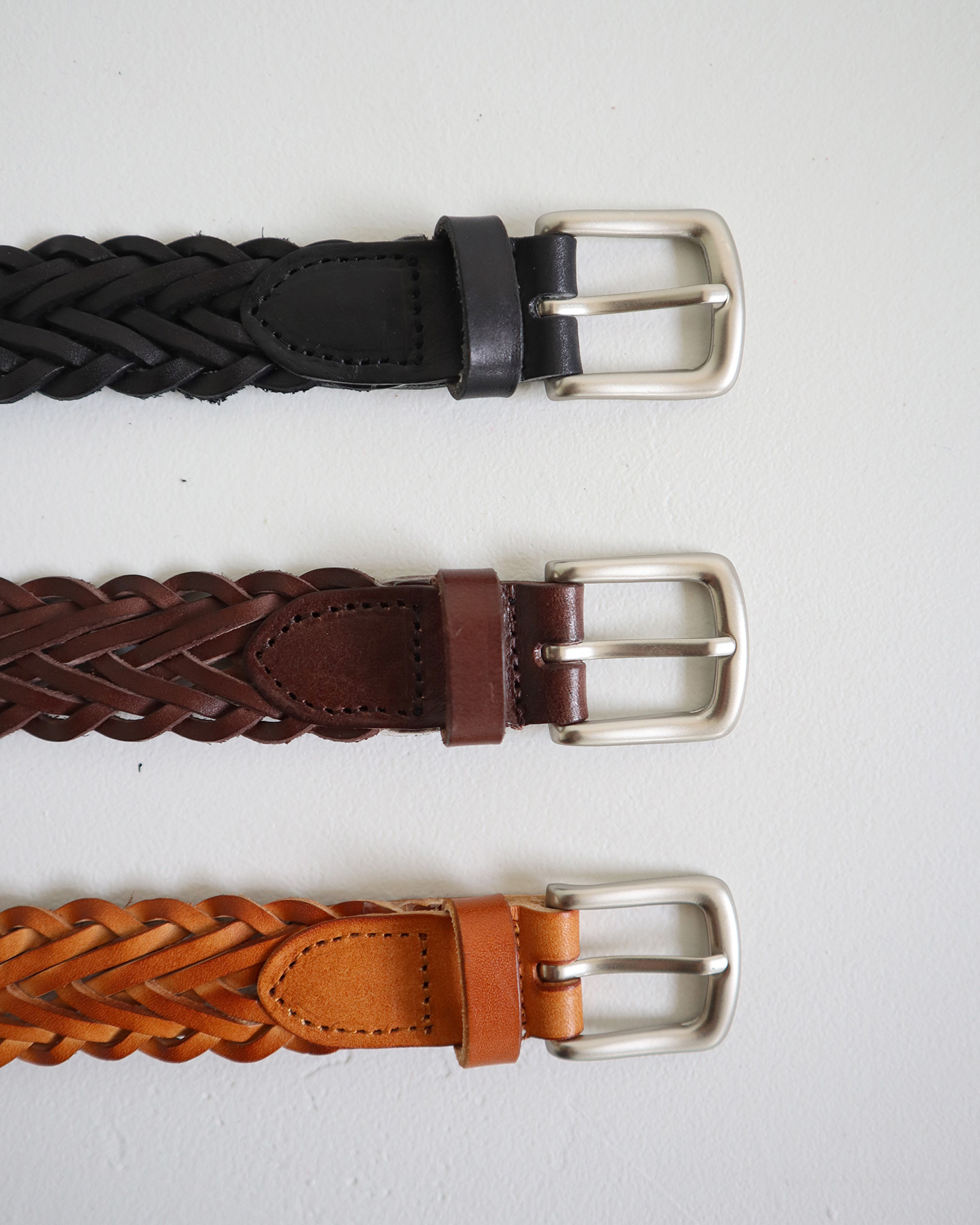 weave leather belt (3colors)