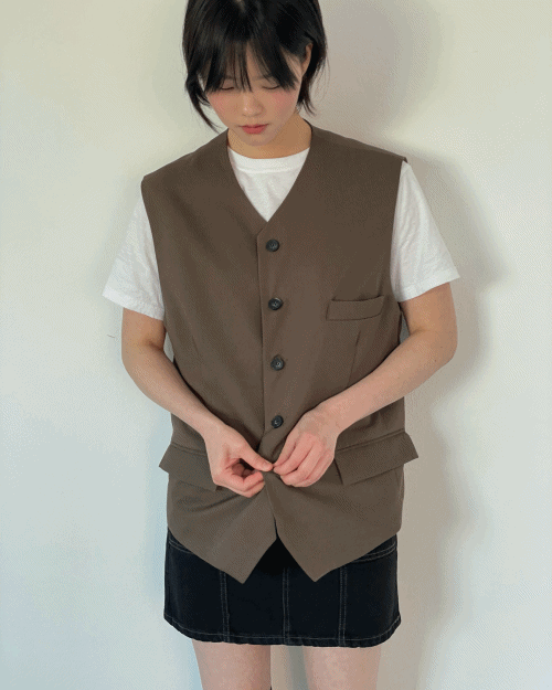 kai button vest (2colors) - W