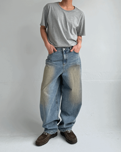 balloon fit vintage washed jeans