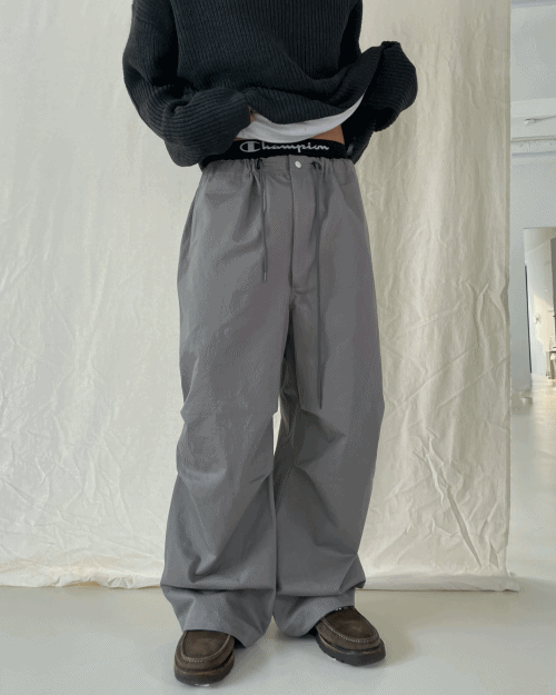 string wide cotton pants (3colors)